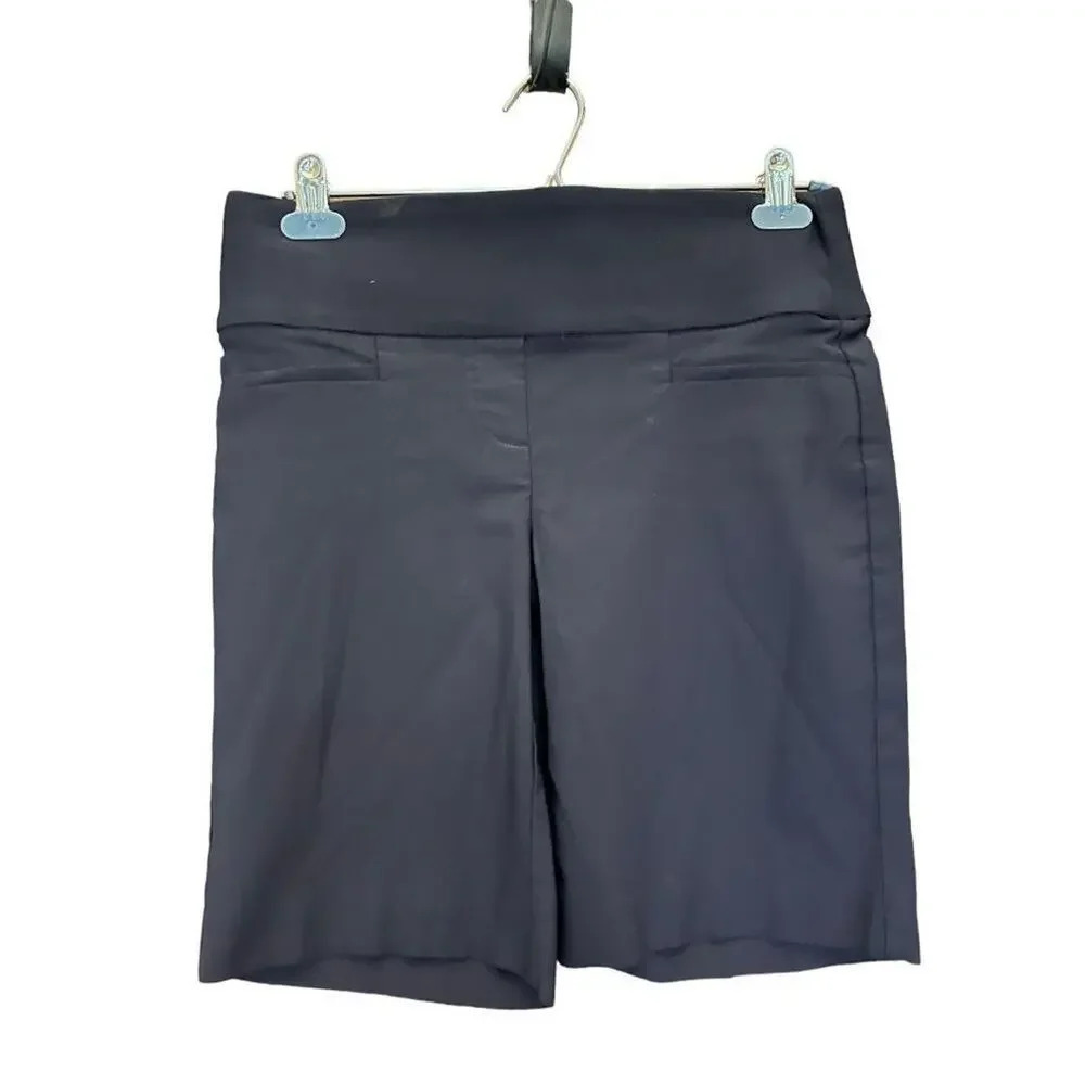 Apt 9 Women's Size 8 Brynn Pull-on Casual Black Shorts Bermuda Stretch